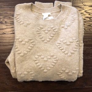 NWT H&M Beige Puffy Heart Sweater